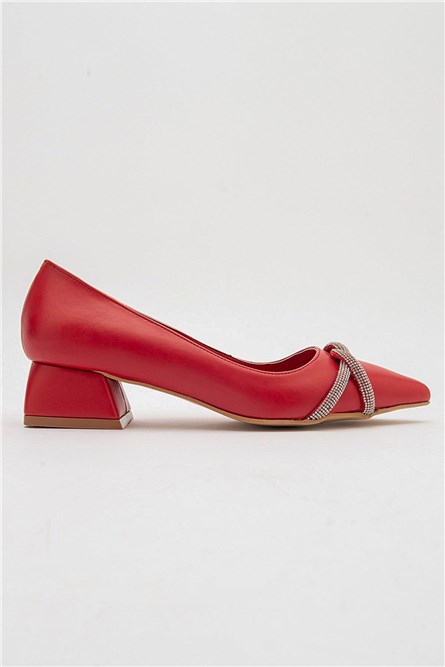 Women's shoes with decorative stones - Red #405867