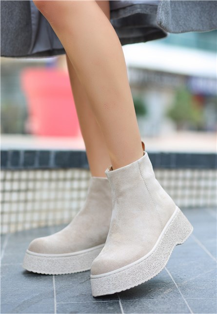 Women's Suede Boots - Light Beige #411177