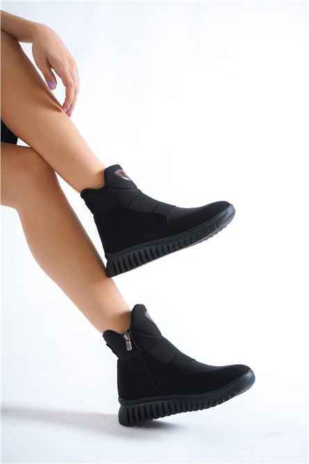 Damskie buty  zapinane na zamek – czarne #384776