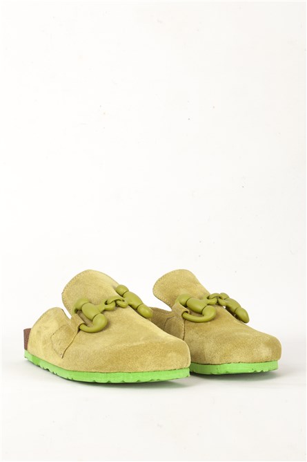 Women's Natural Suede Slippers 7767 - Yellow #386578