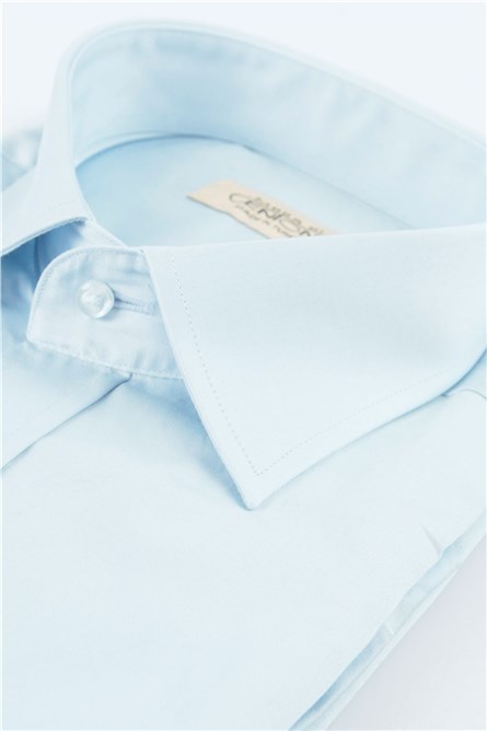 Men's Cotton Satin Shirt - Light Blue #269195