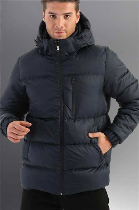 DDM-4 Men's Waterproof and Windproof Jacket with Detachable Hood - Navy Blue #408226