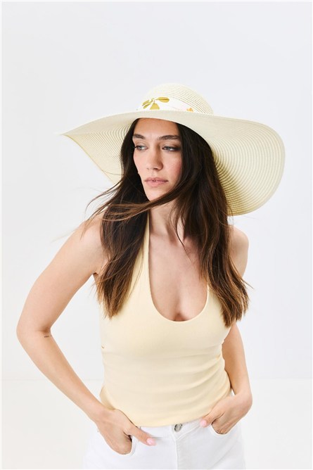 Wide Brim Straw Beach Hat Y25730-11  #451912