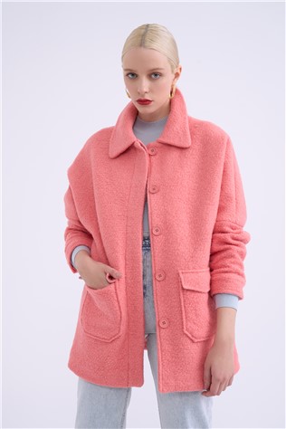 Дамско палто от букле - Пудра 316554 Дамско палто от букле - Пудра 316554