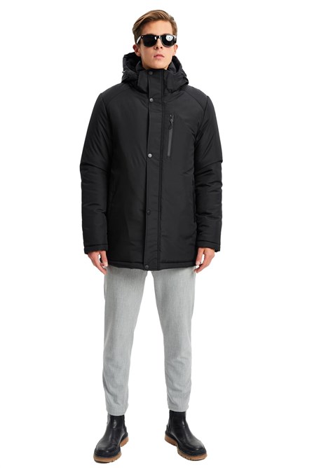 QP Men's Waterproof Windproof Hooded Jacket - Black #409578