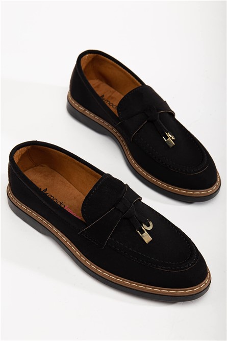 Women's Suede Loafers - Black #367280