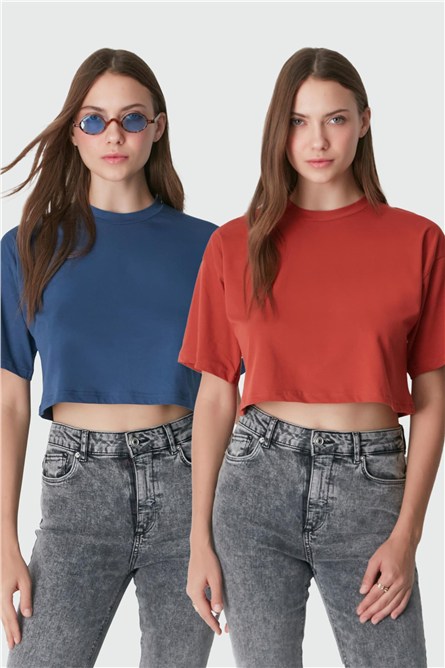Round Neck 2-Pack Crop T-Shirt 959  #451418