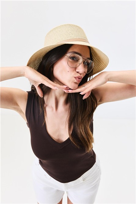 Straw Beach Hat Y25730-18 Bej  #451934
