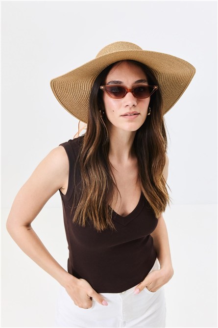 Wide Brim Straw Beach Hat Y25730-09  #451903