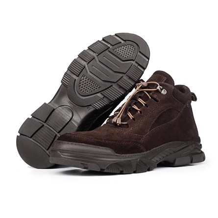 Ducavelli Men's Real Suede Boots - Dark Brown 
