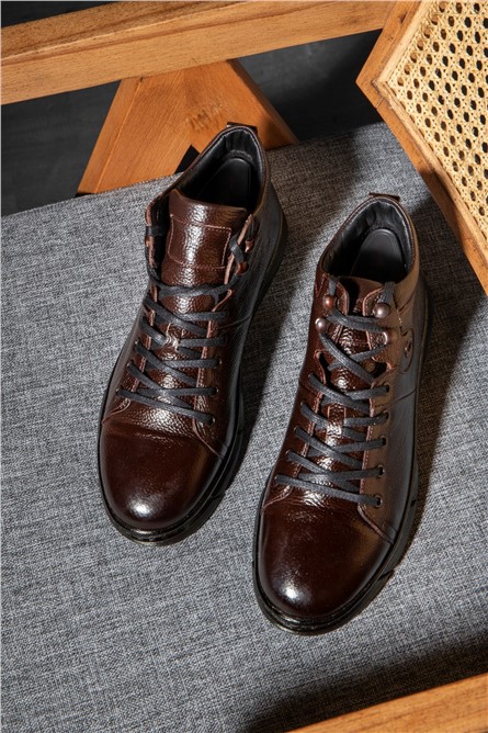 Ducavelli Men's Genuine Leather Boots - Dark Brown #363809