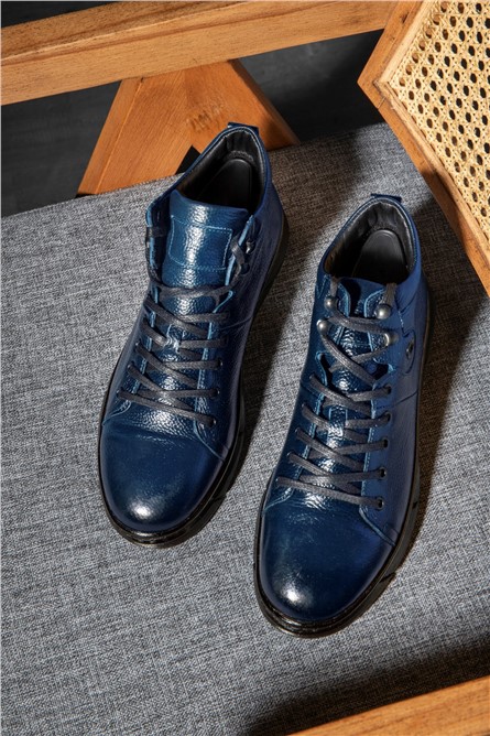 Ducavelli Men's Genuine Leather Boots - Dark Blue #363810
