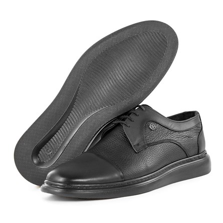 Ducavelli Men's Genuine Leather Casual Shoes - Black 