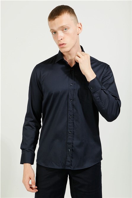 Men's Regular Fit Shirt - Dark Blue #357813