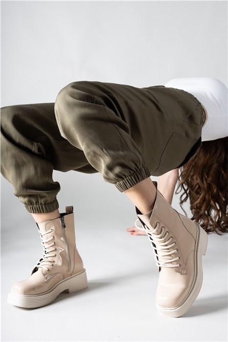 Women's leather boots 0012100 - Beige #326076