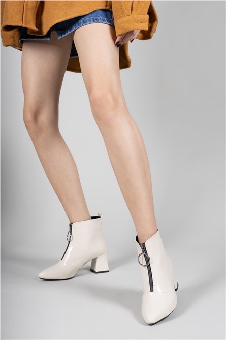 Women's patent leather boots 001237819 - Beige #326251