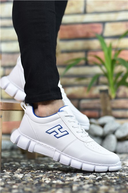 Мъжки спортни обувки 0012344 - Бели със Син #325127