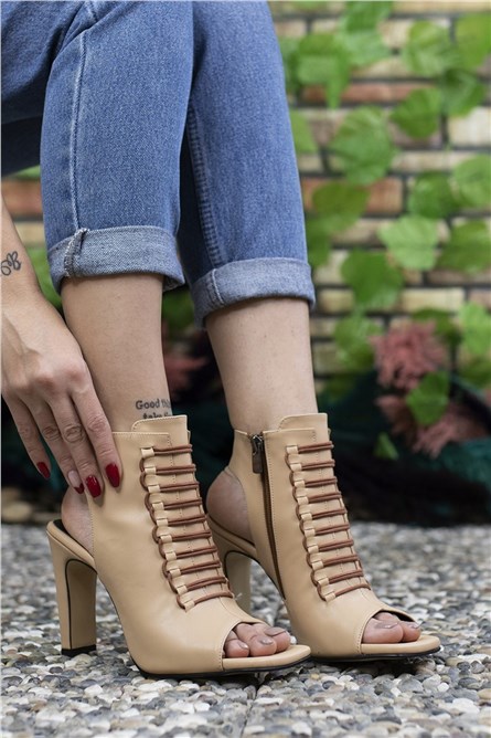 Women's high-heeled shoes 0012903 - Camel #325664