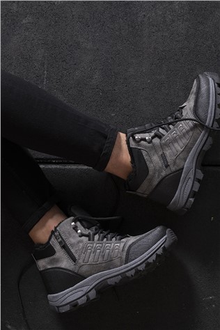 Unisex boots with astrakhan 0012X6 - Gray #326068