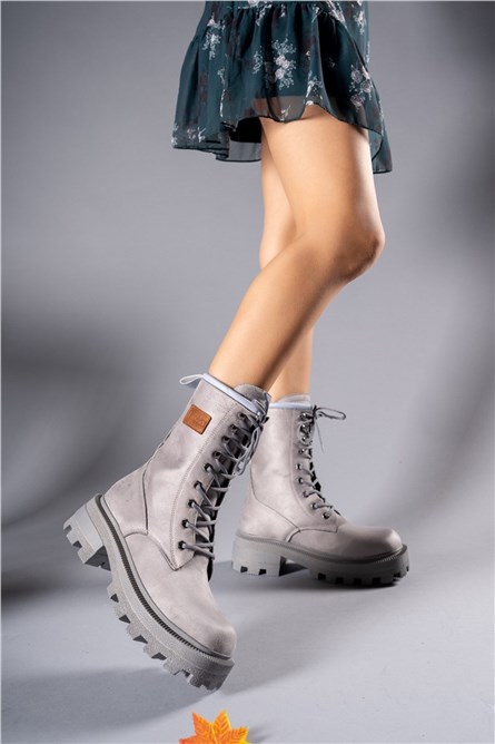 Women's Suede Boots 001201 - Gray #358930