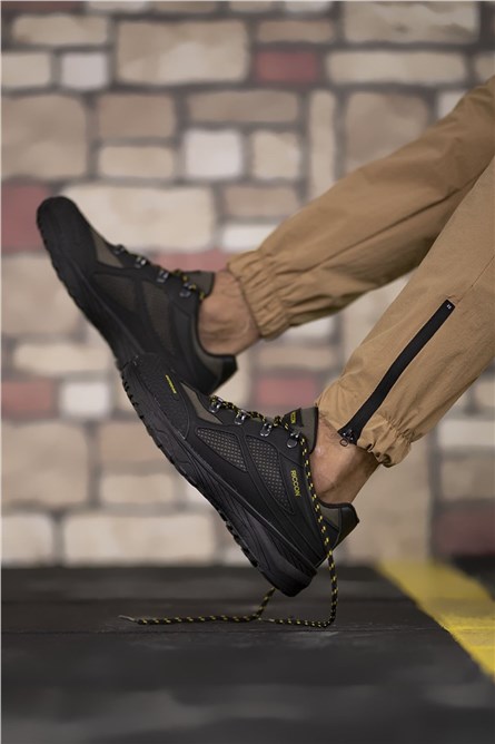 Unisex hiking shoes 00128030 - Black with khaki # 326024