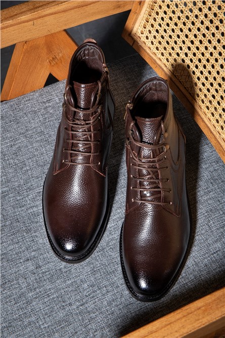 Ducavelli Men's Genuine Leather Casual Shoes - Dark Brown #363788