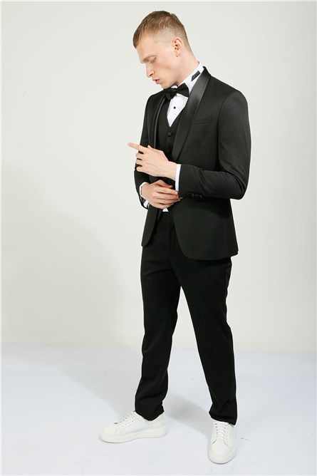 Men's Shawl Collar Tuxedo Suit - Black #357576