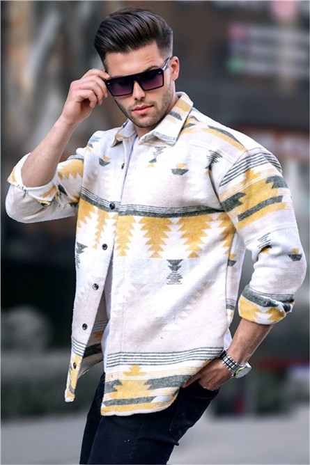 Men's Shirt T5561 - Beige-Yellow #359067