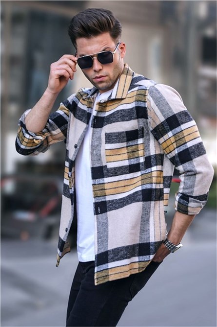 Men's Regular Fit Shirt 5555 - Black-Yellow #35785