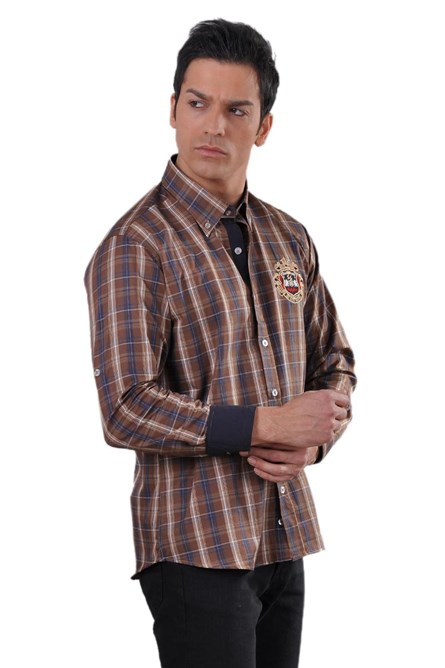 Centone Men's Shirt - Brown #12029-9(12025-5)
