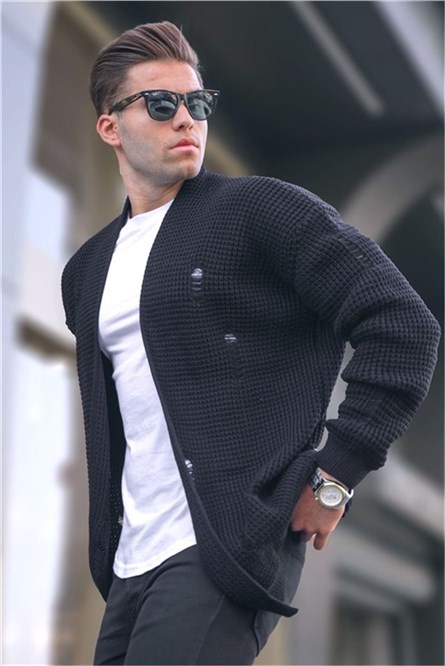 Men's Knit Cardigan 6309 - Black #362277