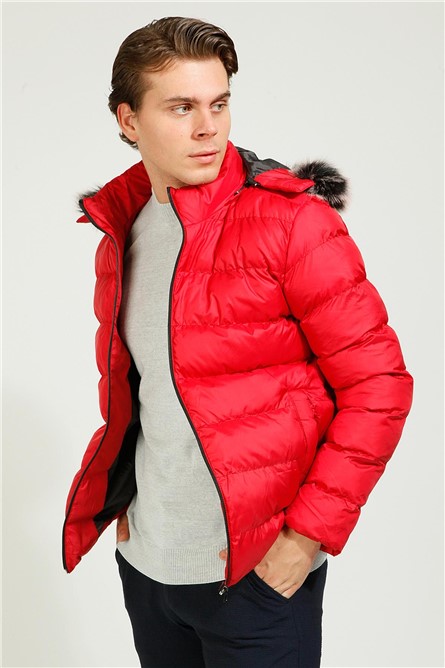 Men's Slim Fit Quilted Jacket - Red #363556