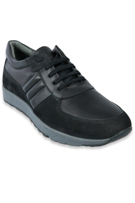 Centone Men's Real Leather Trainers - Black #268211
