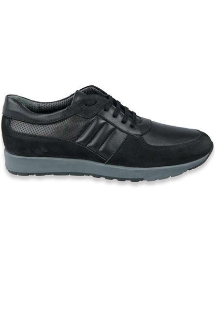Centone Men's Real Leather Trainers - Black #268211
