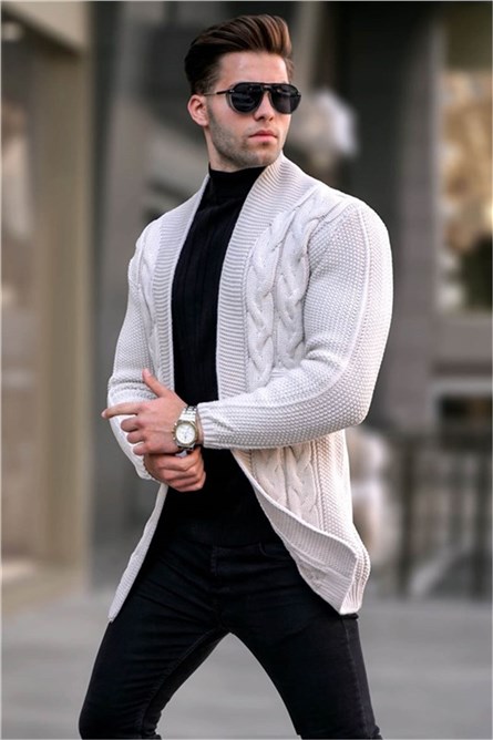 Men's Knit Cardigan 5996 - Cream #361376