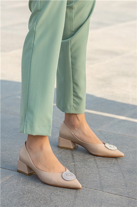 Women's Elegant Shoes with Stones - Beige #362944