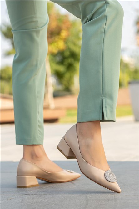 Women's Elegant Shoes with Stones - Beige #362944