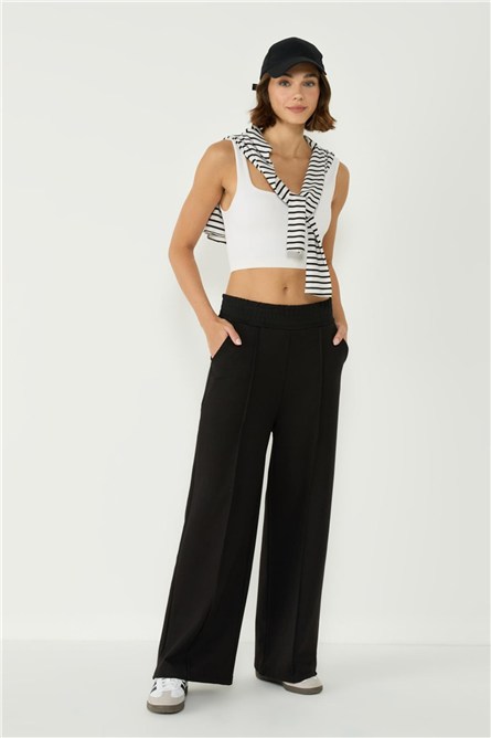 Women's Palazzo Sweatpants With Stitching Detail 746  #451629