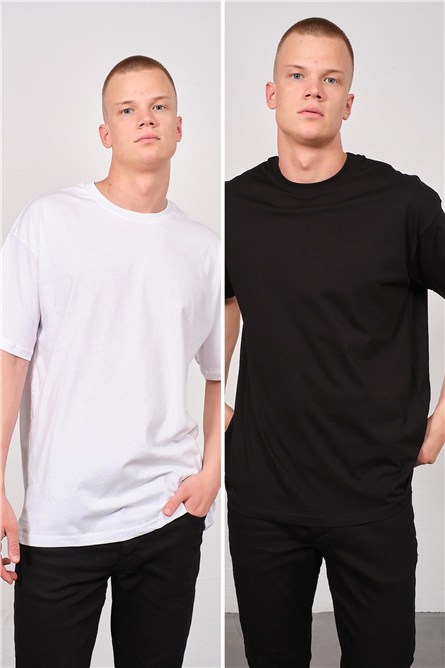 Men's Bicycle Neck 2-Pack Oversize Basic T-Shirt 991  #451389