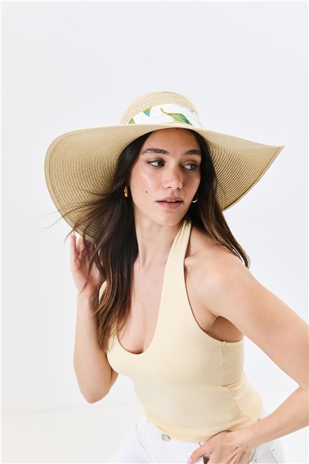 Wide Brim Straw Beach Hat Y25730-11  #451913