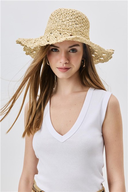 Woven Straw Beach Hat Y25730-22  #451939