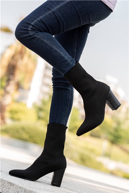 Women's textile boots - Black #362938