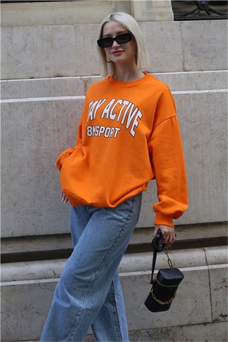 Women's Oversize Sweatshirt MG1564 - Orange #361945