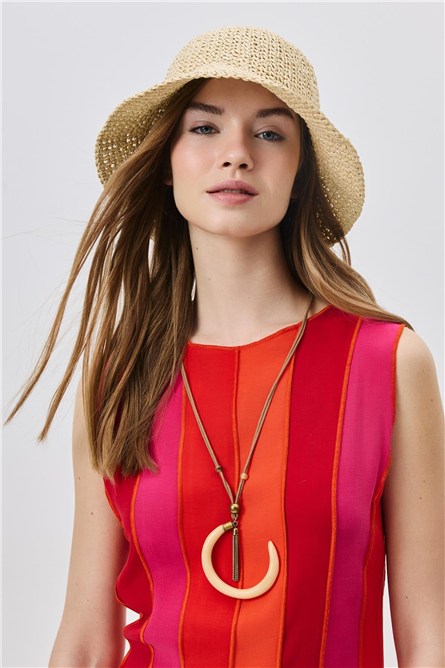 Hand-Knitted Straw Hat Y8208  #452020