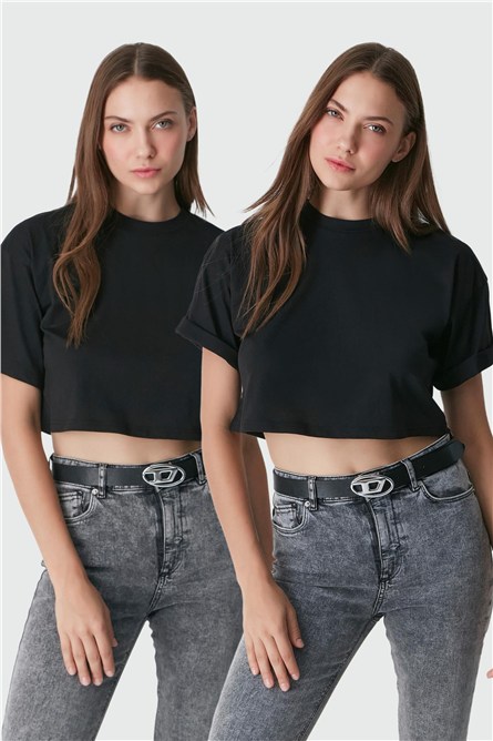 Round Neck 2-Pack Crop T-Shirt 959  #451421
