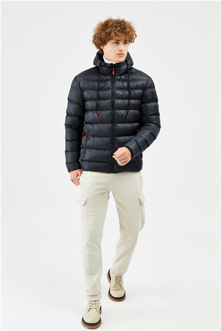 Men's Waterproof Windproof Fleece Lined Hooded Jacket - Black #408314
