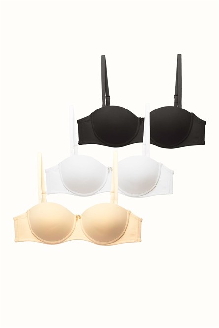 3-Pack Push Up Straples Knitted Bra C37055  #451784