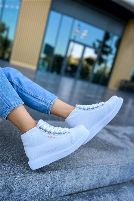 CH258 CBT Women's Lace Up Boots - White #407623