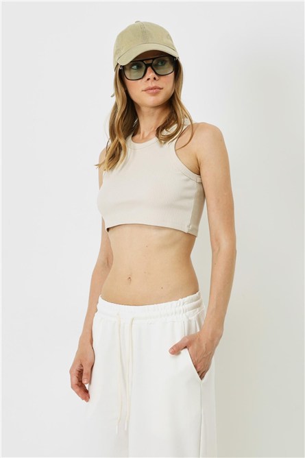 Women's Halter Neck Ribbed Stretch Mini Crop Tank Top 924  #451552