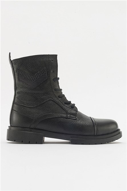 Men's Genuine Leather Boots - Black #411567